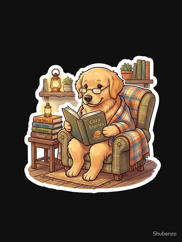 Books & Barks – Cozy Dog Reading Sticker by Shubenzo T-Shirts, Hoodie, Sweatshirt | BlankRebels.com (Image 3)