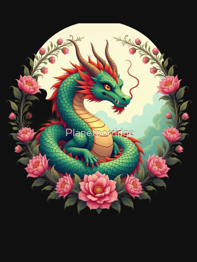 Dragon In Flowers Art by Planetporridge T-Shirts, Hoodie, Sweatshirt | BlankRebels.com (Image 3)