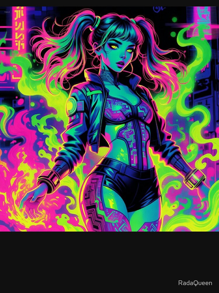 Cyber Girl: Neon Glitch & Acid Smoke by RadaQueen