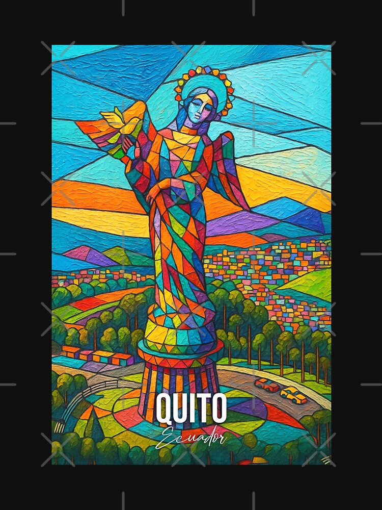 Quito Art – Panecillo Virgin Stained Glass Style by AtuqStudio T-Shirts, Hoodie, Sweatshirt | BlankRebels.com (Image 3)