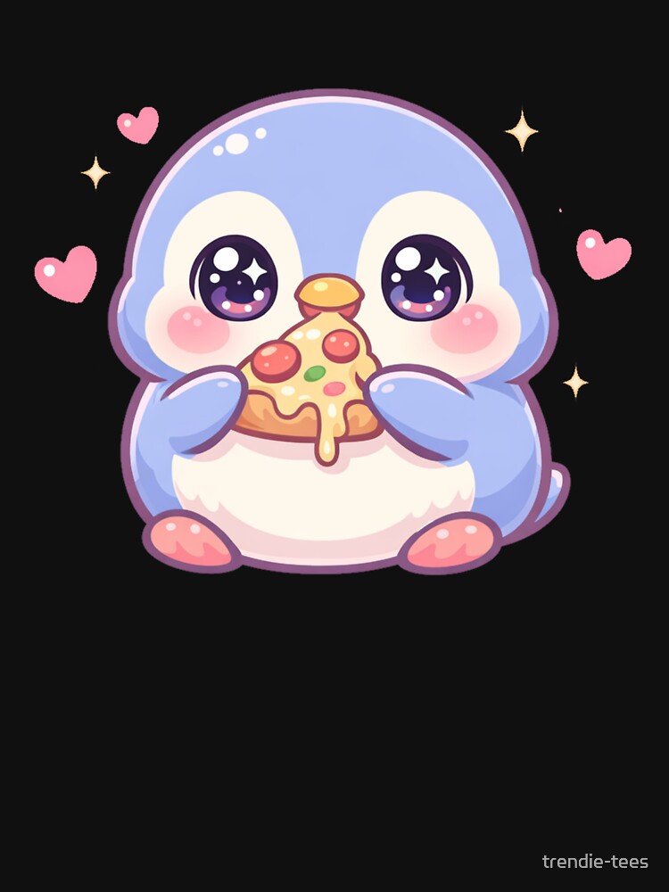 Cute blue penguin eating pizza by trendie-tees Hoodie, Sweatshirt | BlankRebels.com (Image 3)