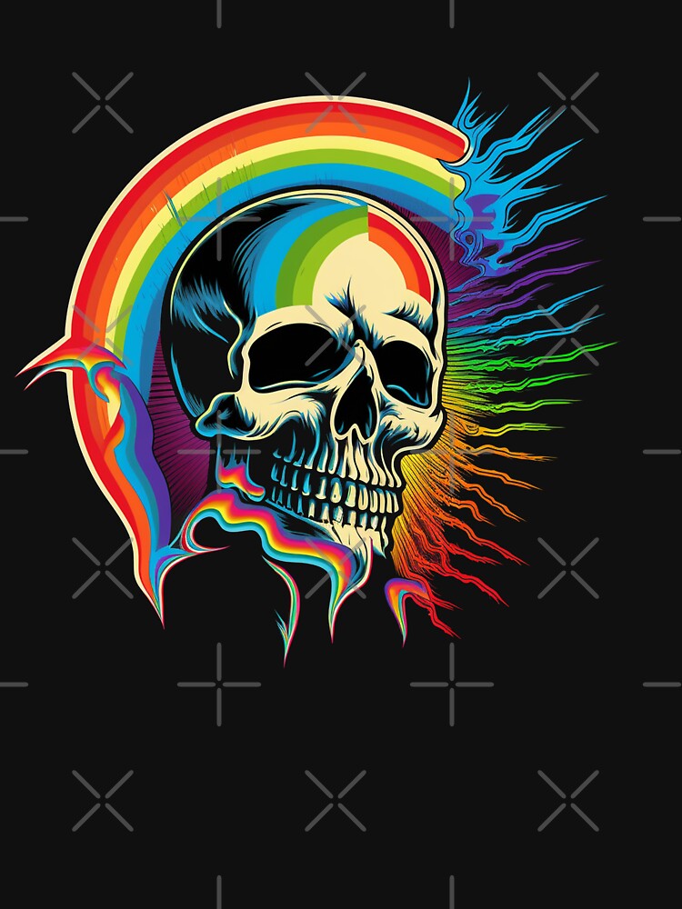 Skull Rainbow Lightning Bolt Flash Heavy Metal Fun Cute T Shirt For Men Women Hoodie Sweatshirt Sticker Sticker... (Image 3)