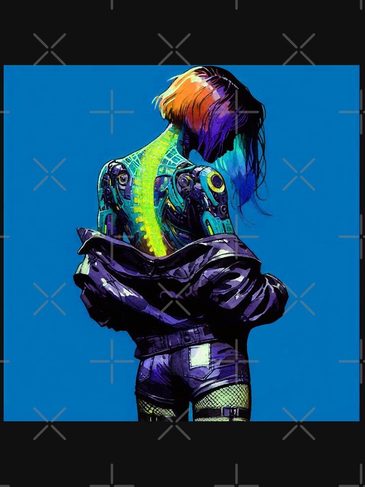 Cyberpunk Girl Holographic Spine by RESToRAPTOR T-Shirts, Hoodie, Sweatshirt | BlankRebels.com (Image 3)