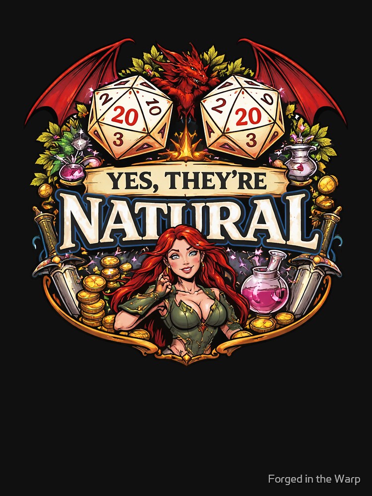 Yes They’re Natural – Flirty D20 | Funny Fantasy RPG Badge | Natural 20 Gamer Girl by Forged in the Warp... (Image 2)