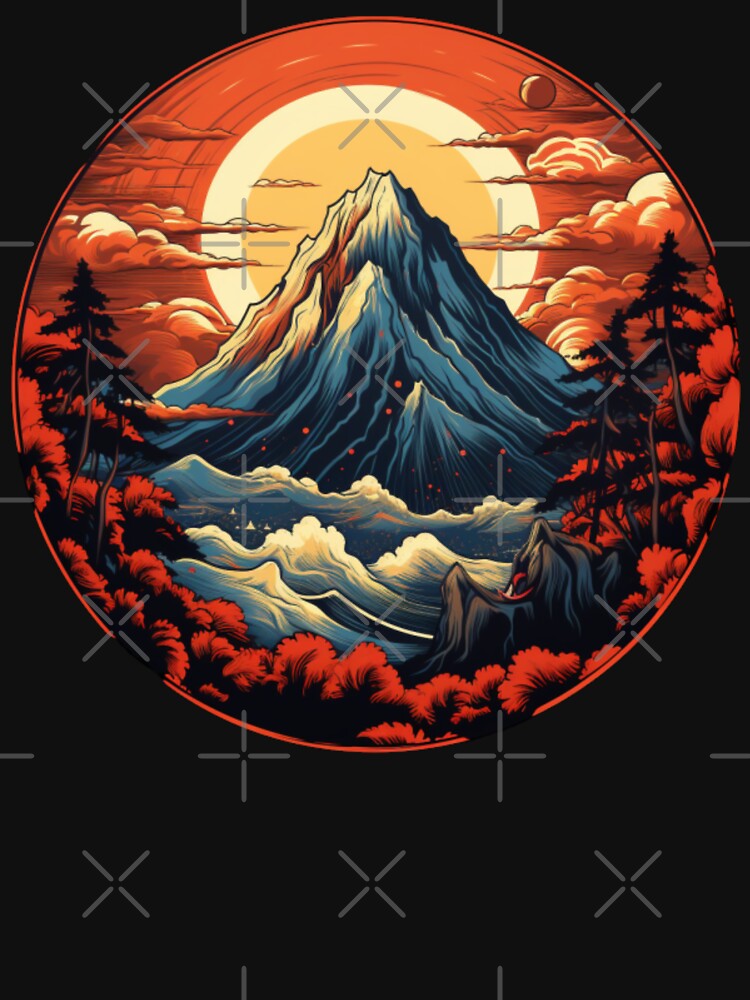 Vintage Hiking Gift Mountain with Red Sky by anthonydesignar T-Shirts, Hoodie, Sweatshirt | BlankRebels.com (Image 3)