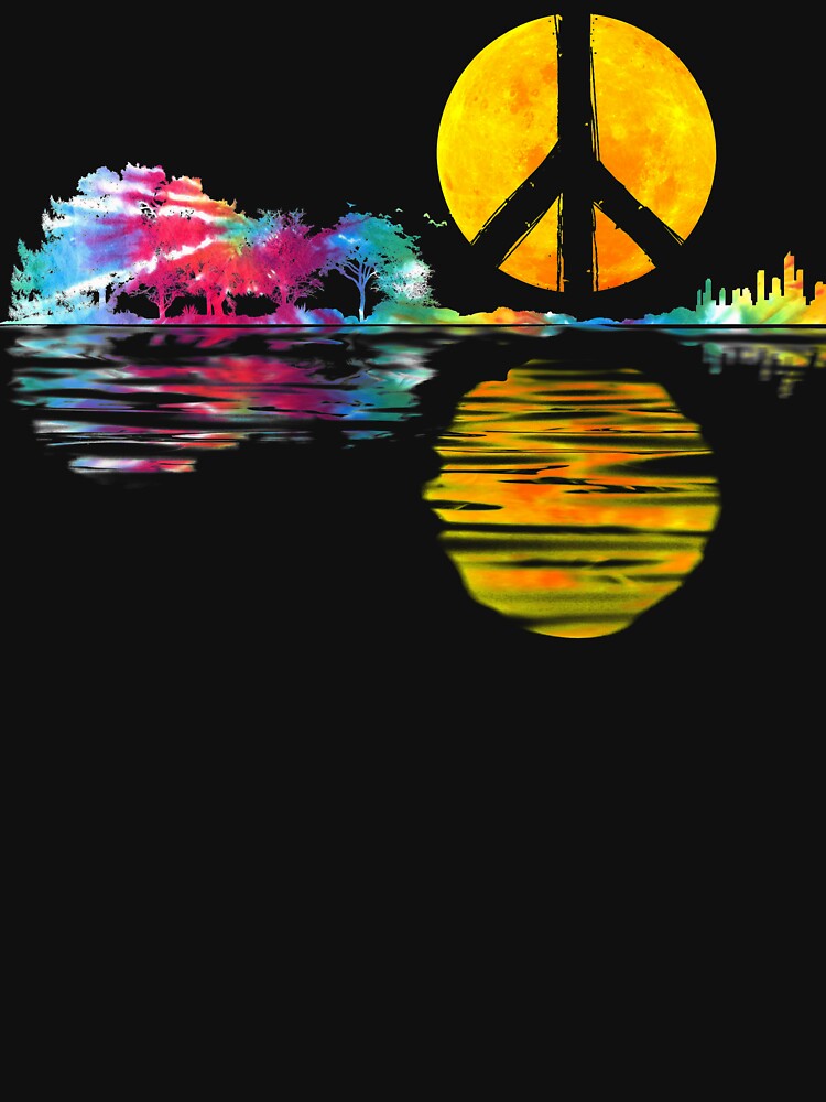 Hippie Guitar Moon I Guitarist Musician Peace Sign by Amazing Designs T-Shirts, Hoodie, Sweatshirt (Image 3)