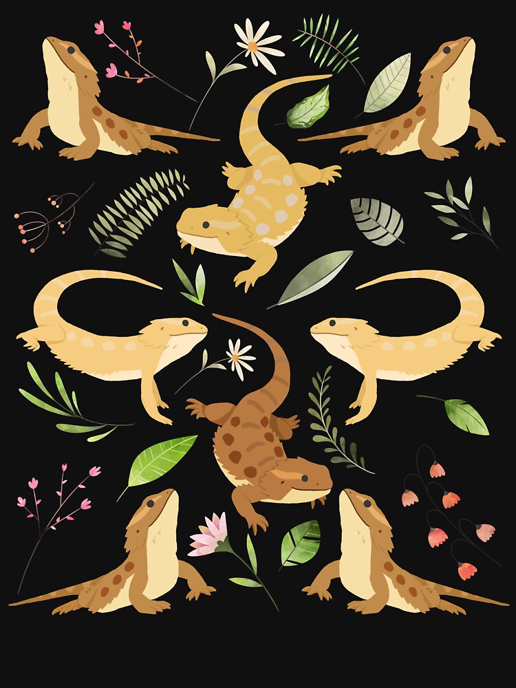 Bearded Dragon Lizard Reptile Flowers by Clara Hollins T-Shirts, Hoodie, Sweatshirt | BlankRebels.com (Image 3)
