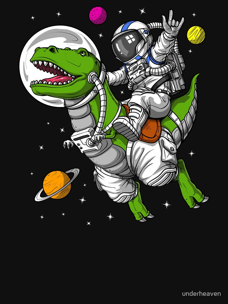 Space Astronaut Riding T-Rex Dinosaur by underheaven T-Shirts, Hoodie, Sweatshirt | BlankRebels.com (Image 3)