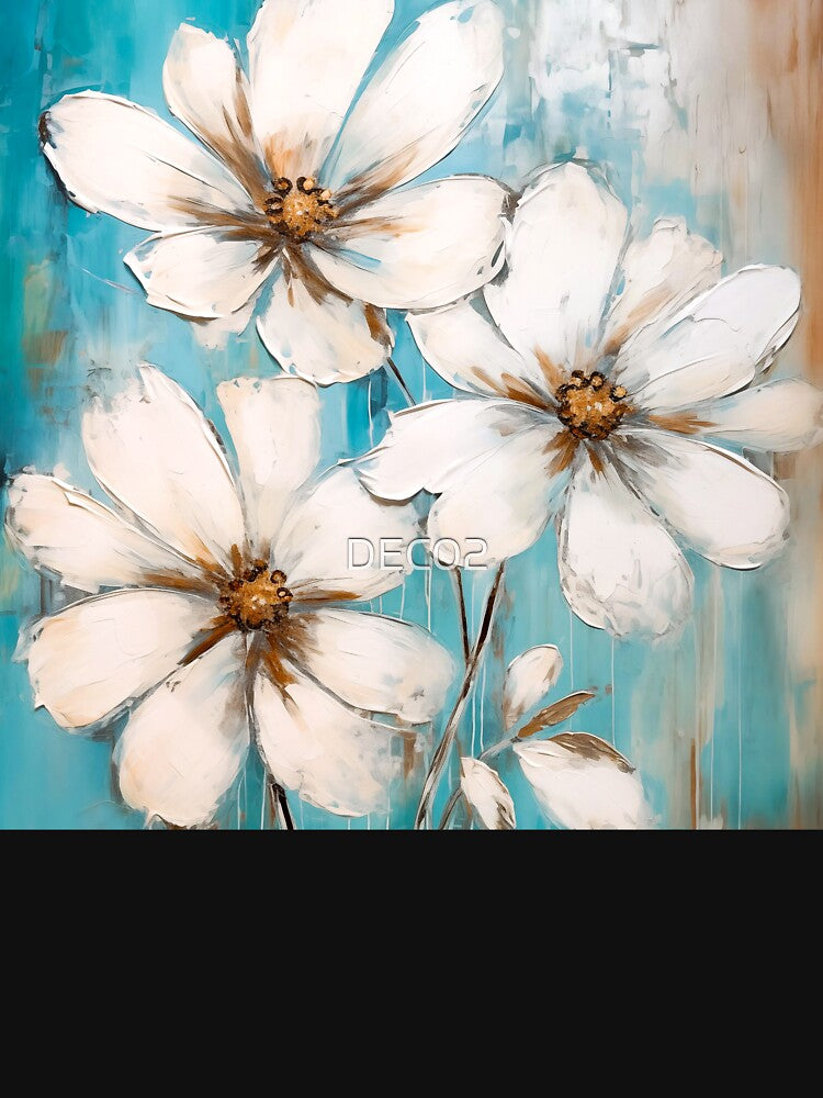 Sky Blue And White Grunge-Style Flowers Painting by DEC02 T-Shirts, Hoodie, Sweatshirt | BlankRebels.com (Image 3)