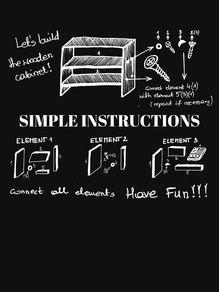 Simple Instructions Funny Ironic Dark Ink Art by Vesivariart