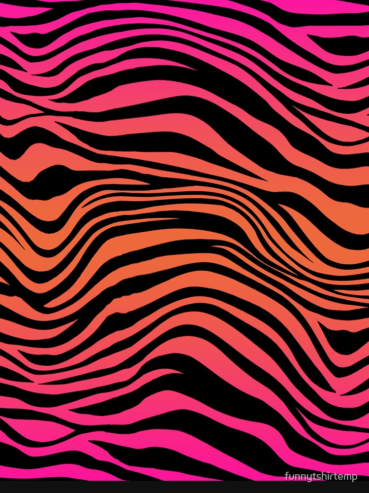 Bright Pink Orange Tiger Stripes Striped fur Animal Africa Pattern by funnytshirtemp