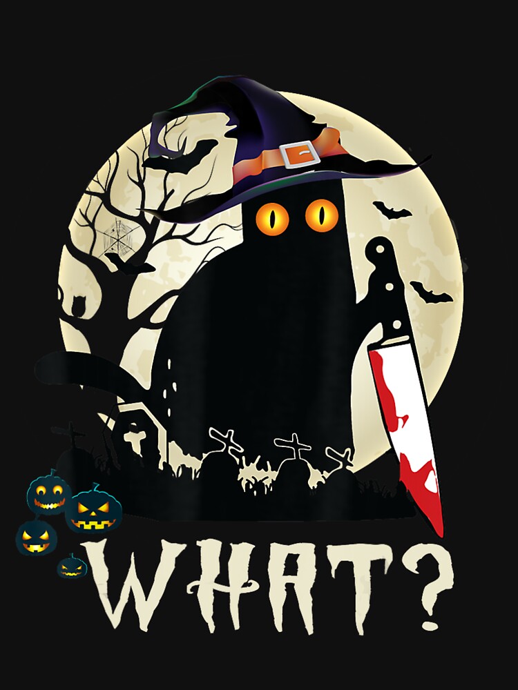 Cat What Black Cat With Knife Halloween Costume by Aekenis T-Shirts, Hoodie, Sweatshirt | BlankRebels.com (Image 3)