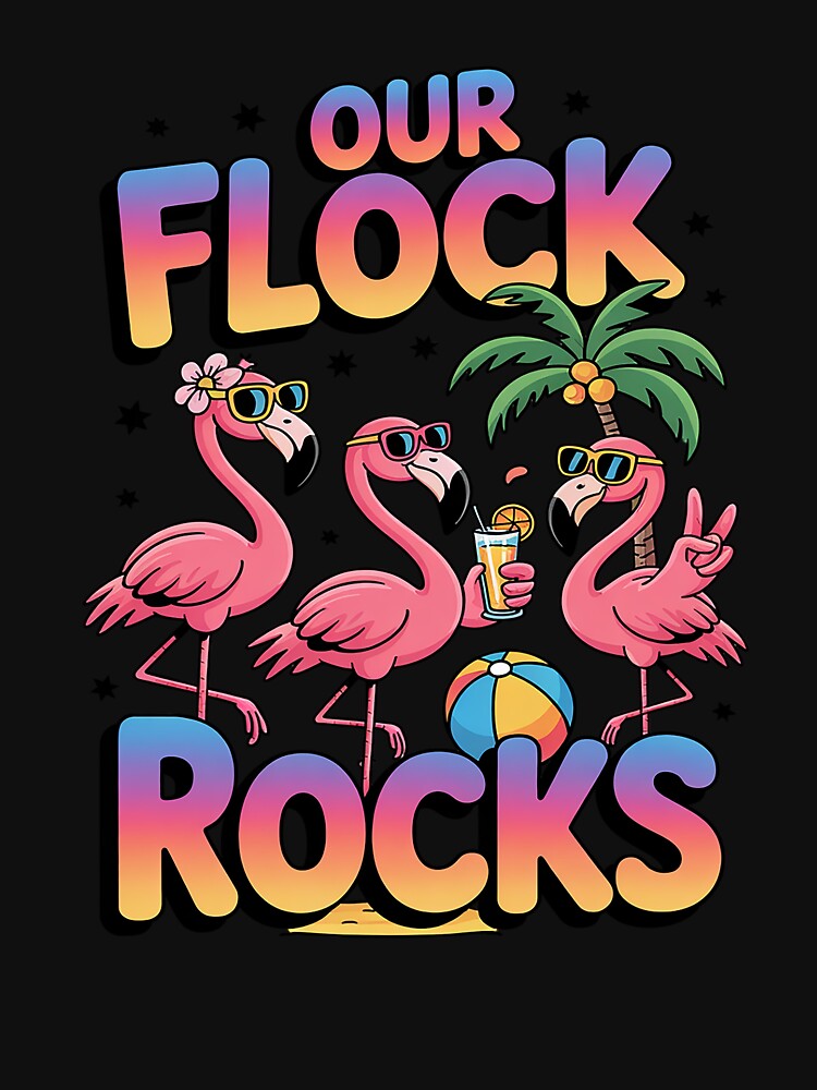 Our Flock Rocks Flamingo Summer Vacation Family Matching by JessicaWalshdf T-Shirts, Hoodie, Sweatshirt (Image 3)