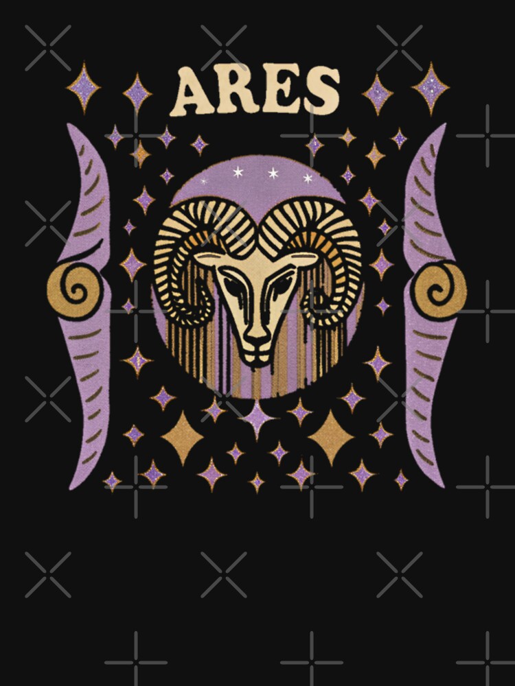 Retro Aries Zodiac Design with Ram and Cosmic Stars by Yas_oma T-Shirts, Hoodie, Sweatshirt | BlankRebels.com (Image 3)