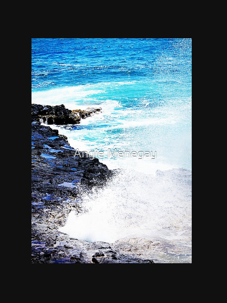 Blue Ocean Waves Teal Hawaii Kauai Island Summer Beach by Angie Menegay T-Shirts, Hoodie, Sweatshirt (Image 3)