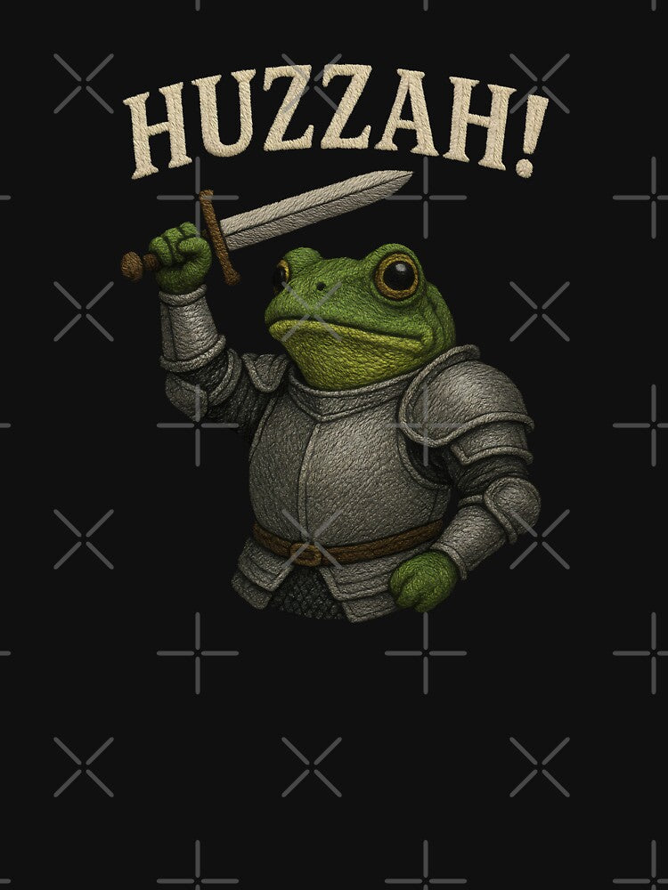 Huzzah Frog Faux Embroidery Funny Meme by DemureArtsy T-Shirts, Hoodie, Sweatshirt | BlankRebels.com (Image 3)
