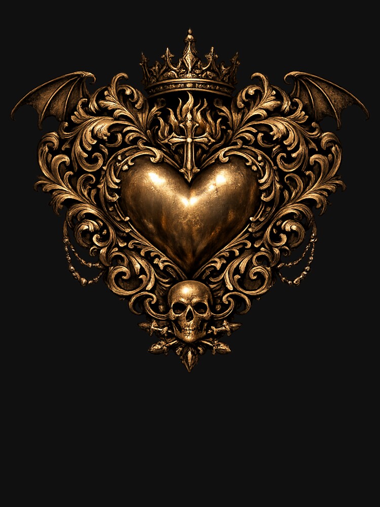 Gilded Gothic Sacred Heart With Crown and Wings by Mouraludia T-Shirts, Hoodie, Sweatshirt | BlankRebels.com (Image 3)
