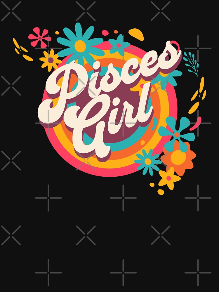 Retro Pisces Girl Hippy Zodiac Horoscope by MasterKlaw T-Shirts, Hoodie, Sweatshirt | BlankRebels.com (Image 3)