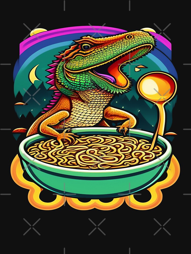 Funny Bearded Dragon Eating Ramen Noodles by Trendy Valley T-Shirts, Hoodie, Sweatshirt | BlankRebels.com (Image 3)