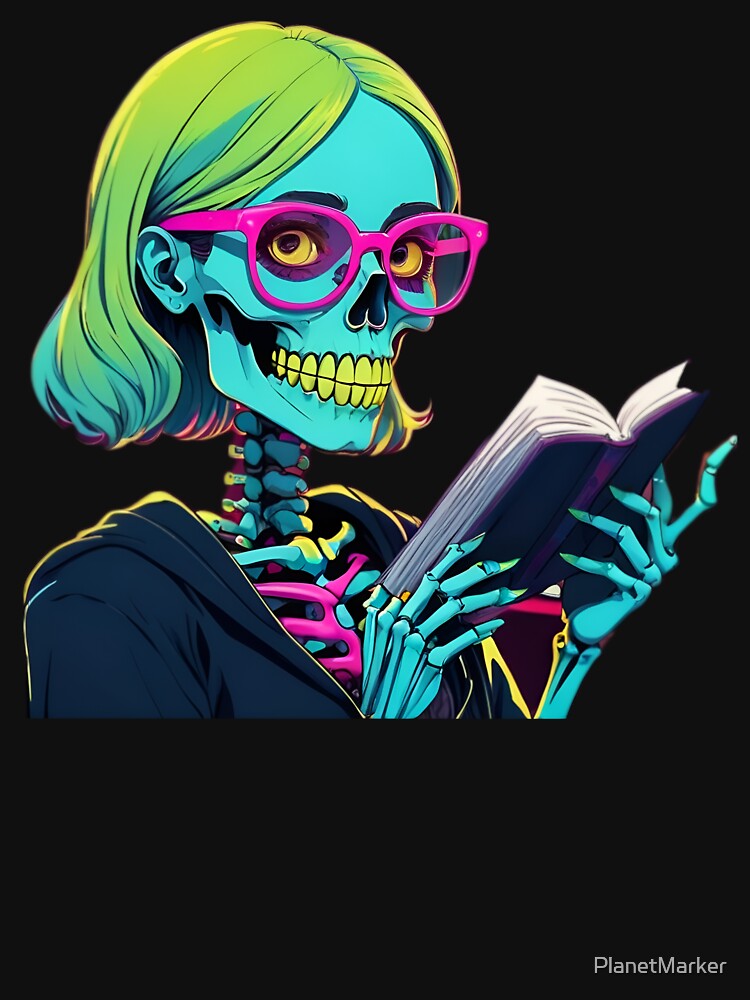 Preppy Skeleton Reading A Book by PlanetMarker T-Shirts, Hoodie, Sweatshirt | BlankRebels.com (Image 3)