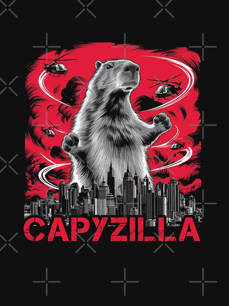 Capybara Monster Capyzilla T-shirt Funny Capy Rodent by Damcoc