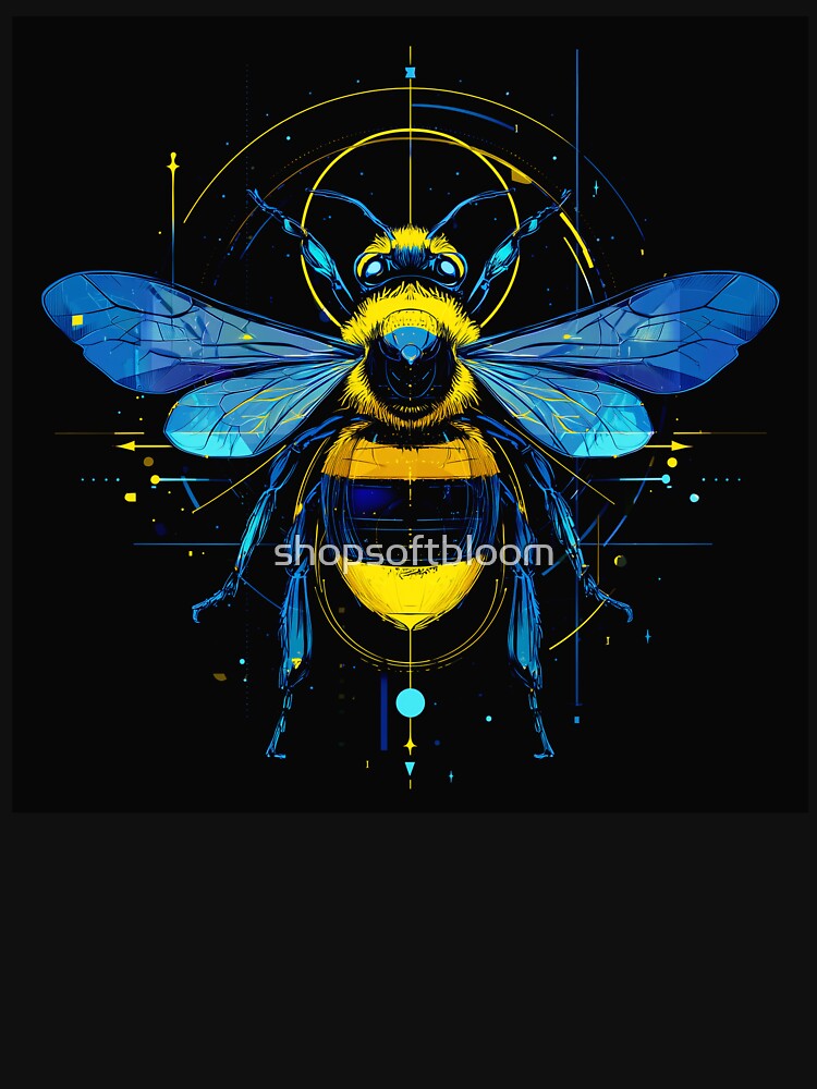 Cosmic Bee – Radiant Yellow and Blue Design by shopsoftbloom T-Shirts, Hoodie, Sweatshirt | BlankRebels.com (Image 3)