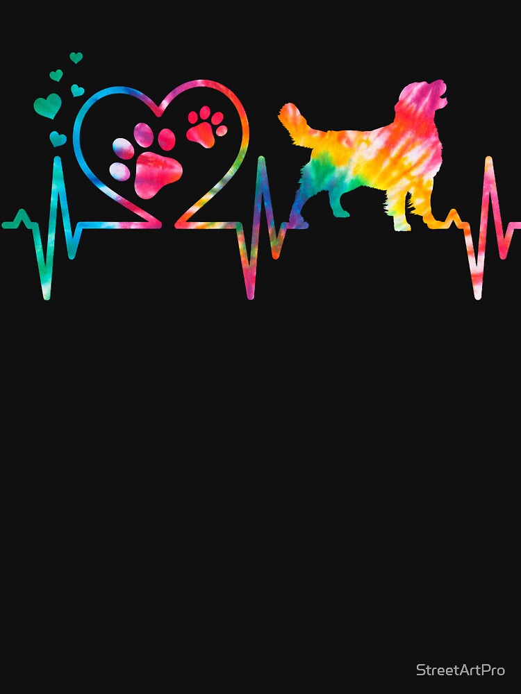 Heartbeat Golden Retriever Mom Mama Dad Dog Heart Gift T-Shirt by StreetArtPro