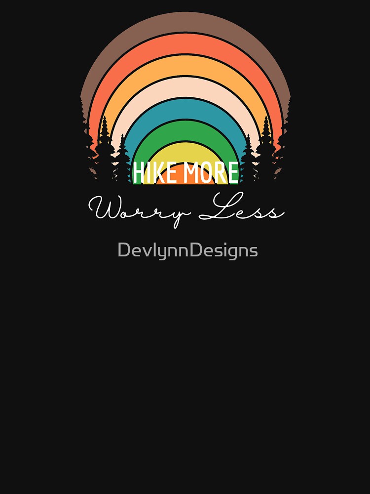 Hike More | Worry Less | Retro Sunset by DevlynnDesigns T-Shirts, Hoodie, Sweatshirt | BlankRebels.com (Image 3)