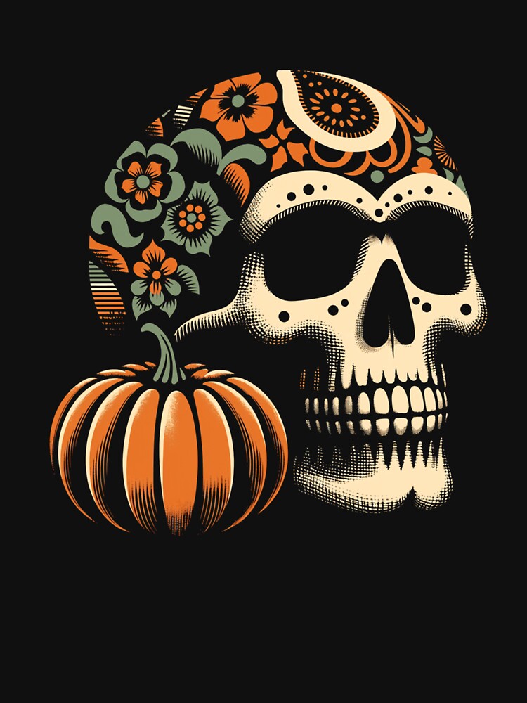 Cool Halloween Skull In Retro Art Style Halloween by taaddison50 T-Shirts, Hoodie, Sweatshirt | BlankRebels.com (Image 3)