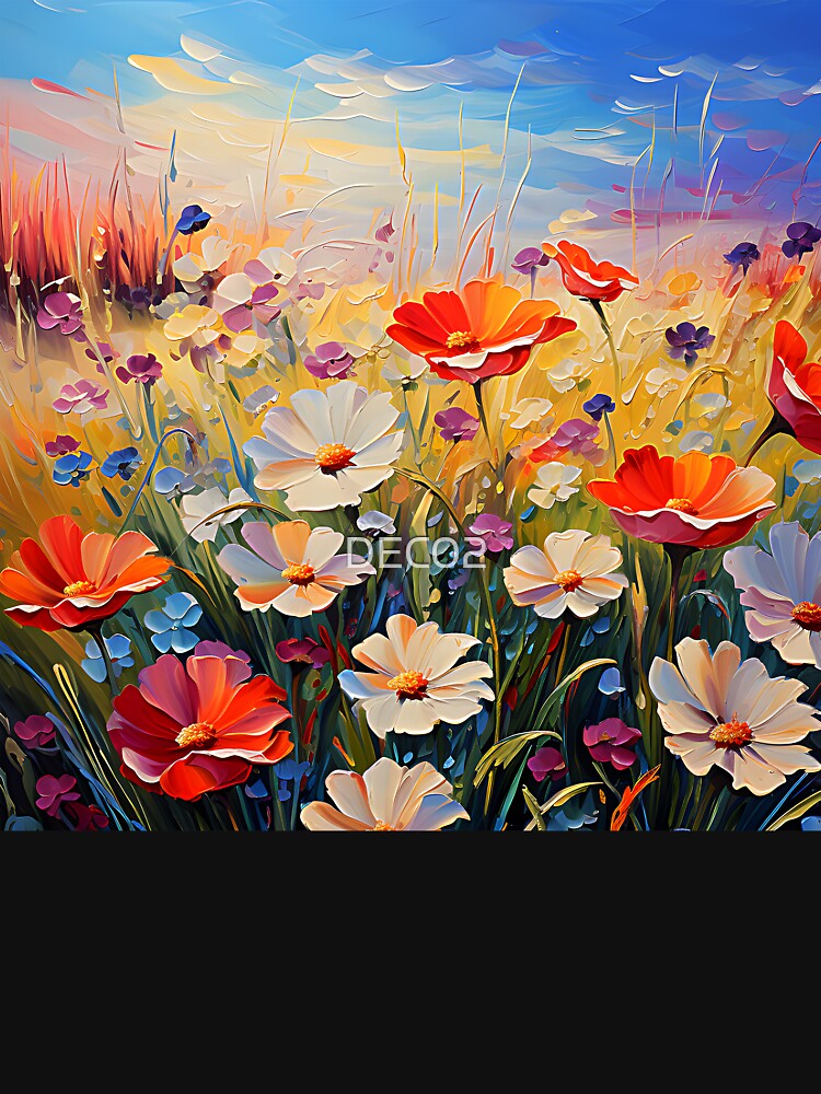 Joyful Field Of Colorful Flowers Impressionist-Style Art by DEC02 T-Shirts, Hoodie, Sweatshirt | BlankRebels.com (Image 3)