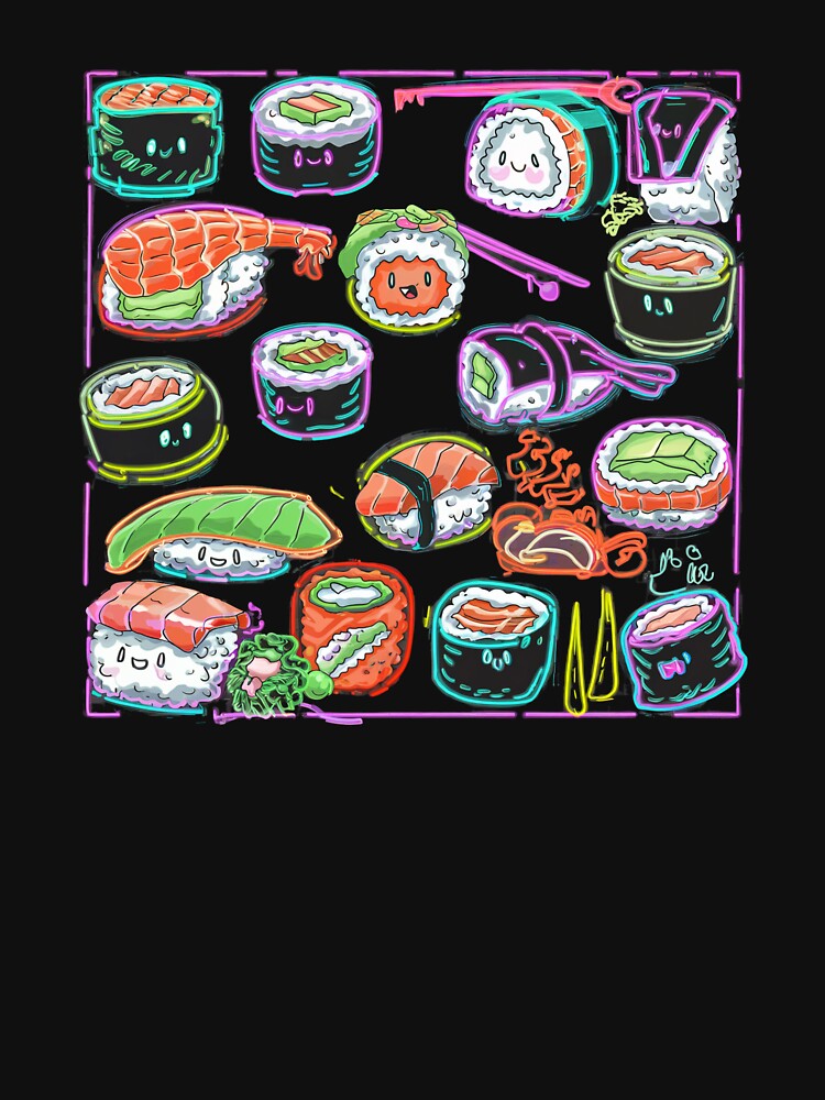 Cute sushi Neon outlines by MadCatPrints T-Shirts, Hoodie, Sweatshirt | BlankRebels.com (Image 3)