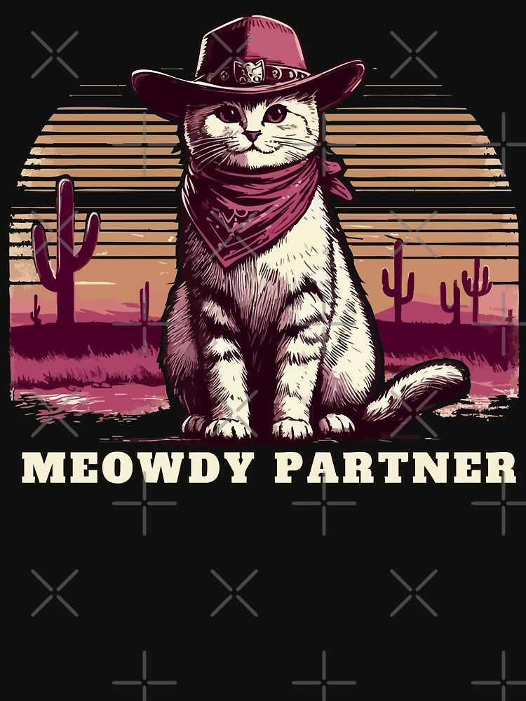 Meowdy Partner Cowboy Cat Desert Landscape Vintage by TomFrontierArt T-Shirts, Hoodie, Sweatshirt | BlankRebels.com (Image 3)