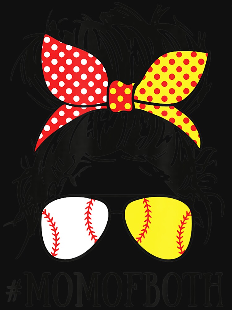 Mom Of Both Baseball Mom Softball Mom Messy Bun by Overby Quintanilla T-Shirts, Hoodie, Sweatshirt (Image 3)