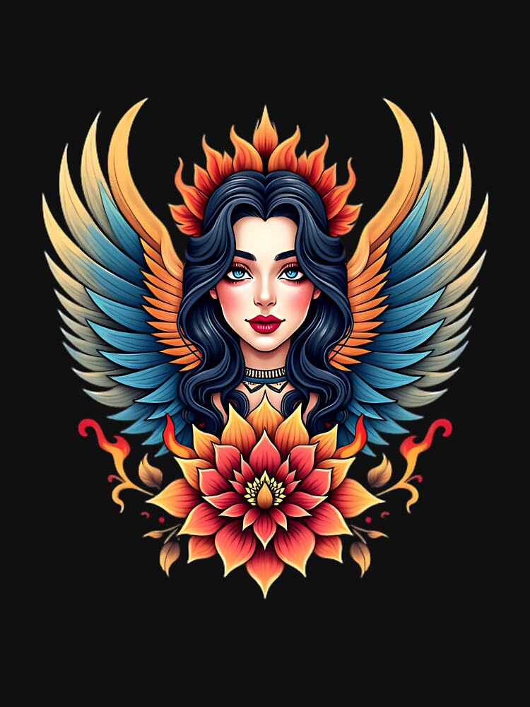 Traditional Winged Woman Tattoo Art by macadolie T-Shirts, Hoodie, Sweatshirt | BlankRebels.com (Image 3)