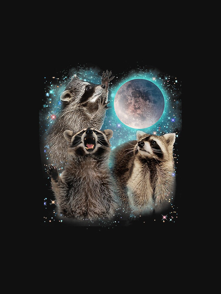 3 Racoon Moon Howling Raccoon Head Funny Kid T-Shirts, Hoodie, Sweatshirt