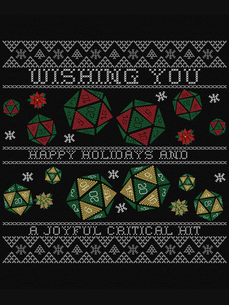 Happy Holidays and Joyful Critical Hit D20 Gamer Ugly Christmas Sweater Style by lakeeffect T-Shirts, Hoodie,... (Image 3)