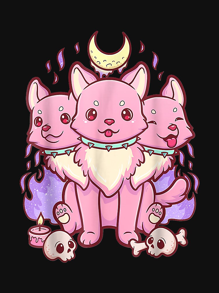 Kawaii Pastel Goth Cute Creepy 3 Headed Dog by selmacarolg T-Shirts, Hoodie, Sweatshirt | BlankRebels.com (Image 3)