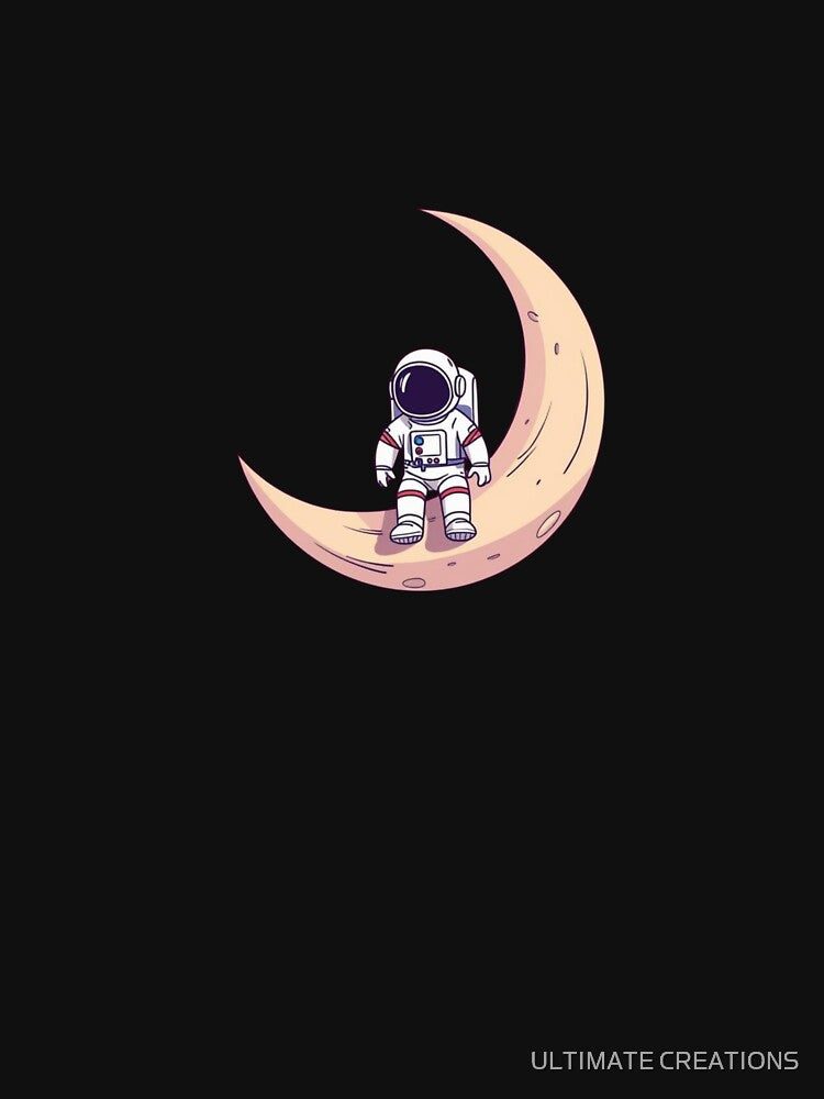 Cute Astronaut Sitting on Crescent Moon, Adorable Space Illustration by ULTIMATE CREATIONS T-Shirts, Hoodie,... (Image 3)