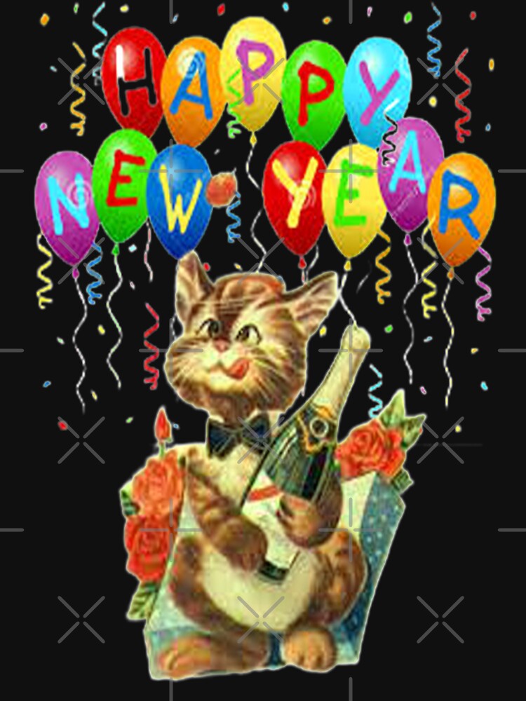 Cute Cat Happpy New Year Design, Howdy New Year,New Years Celebration, New Years Eve Countdown by Adri Barnard... (Image 2)