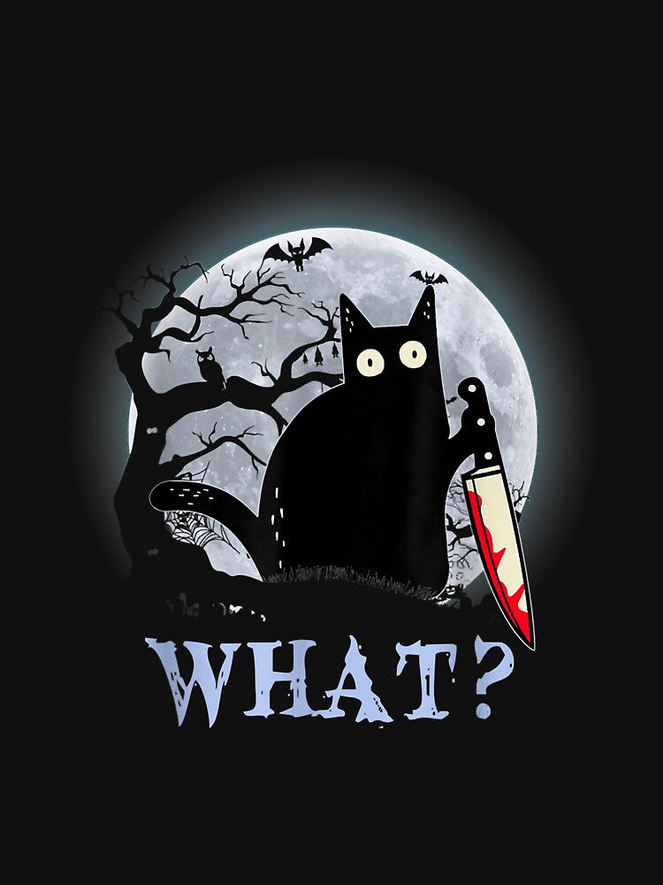 Cat What Murderous Black Cat With Knife Halloween Costume by PootinTuon T-Shirts, Hoodie, Sweatshirt (Image 3)