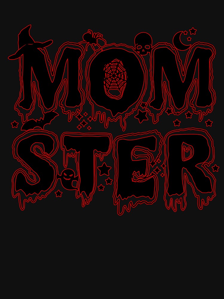 MOMSTER Halloween t-shirt, Halloween shirt for mom, Halloween gift for mom, Mom life, black + bright red by... (Image 3)
