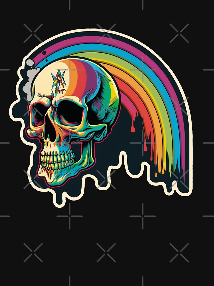 Skull Rainbow Lightning Bolt Heavy Metal Flash Funny Cute T Shirt For Men Women Hoodie Sweatshirt Sticker... (Image 3)