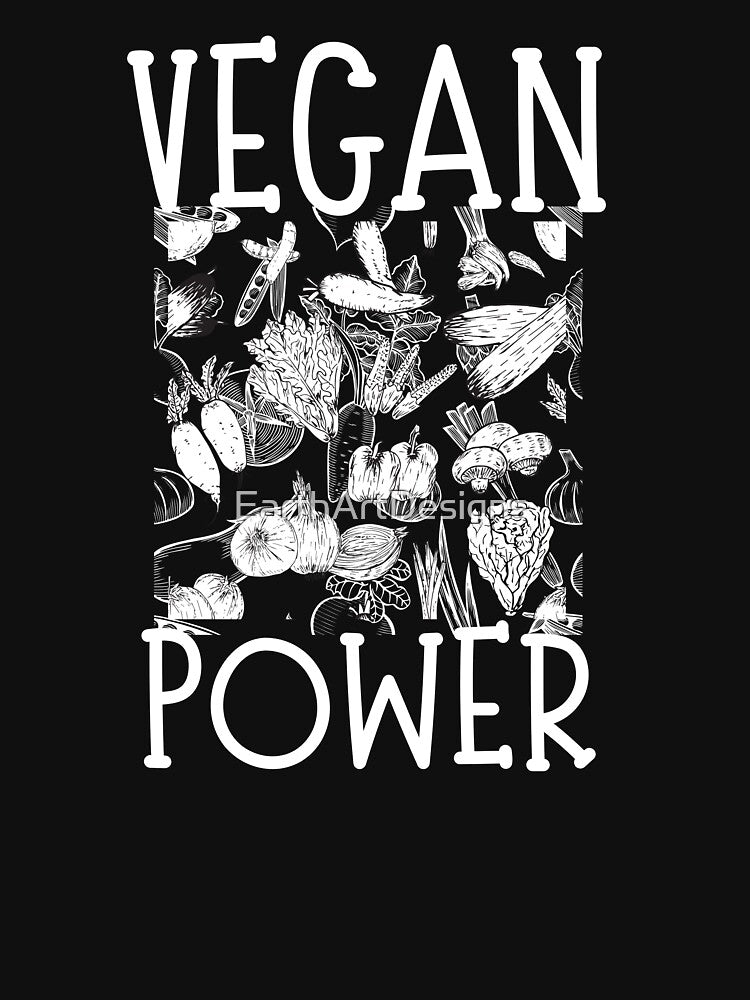 Vegan Power White Vegetables Line Drawing Design by EarthArtDesigns T-Shirts, Hoodie, Sweatshirt | BlankRebels.com (Image 3)