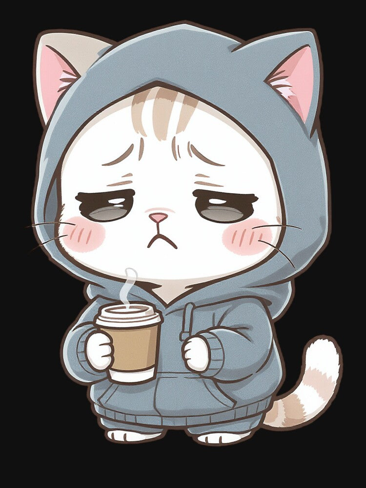 Monday Mood Coffee Cat | Cute Kawaii Chibi Cat Work Humor by ColorSplash123
