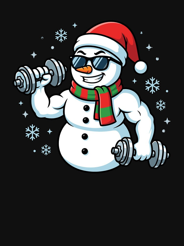 Christmas Snowman Weightlifter Gym Funny Workout Gear by DynamicDesign T-Shirts, Hoodie, Sweatshirt (Image 3)