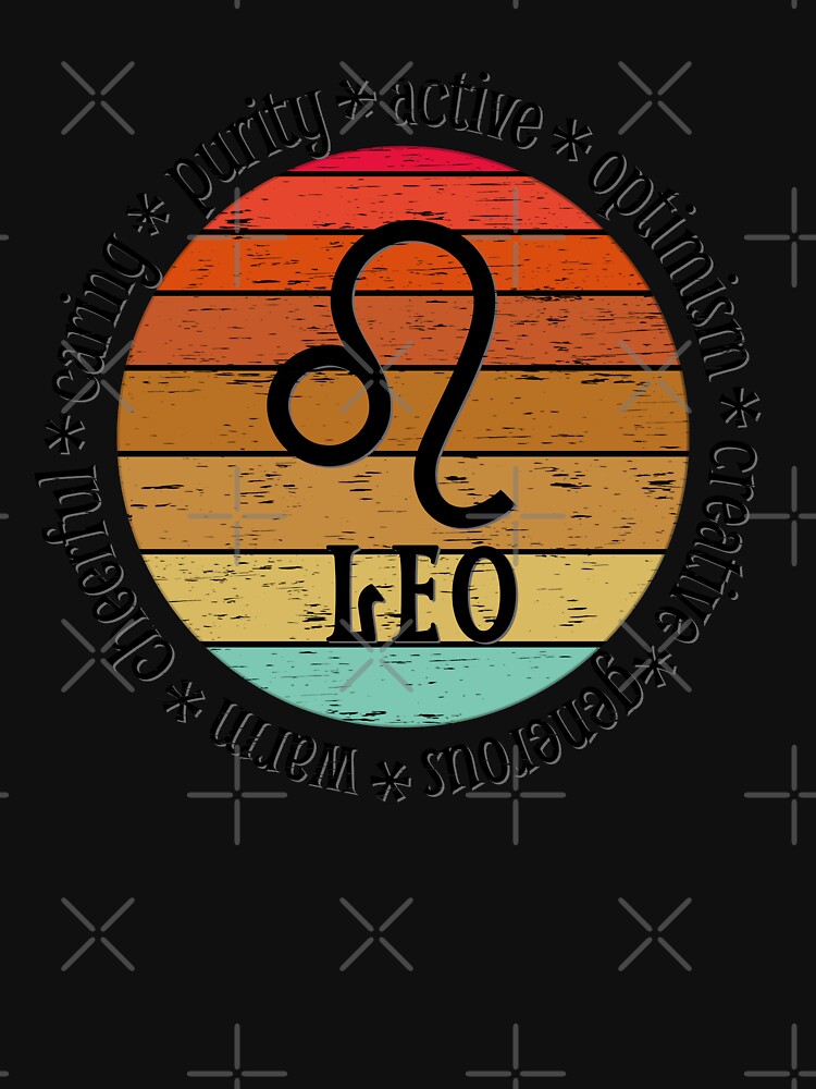 Leo,zodiac sign and lettering, sunset retro style by plastic2021 T-Shirts, Hoodie, Sweatshirt | BlankRebels.com (Image 3)