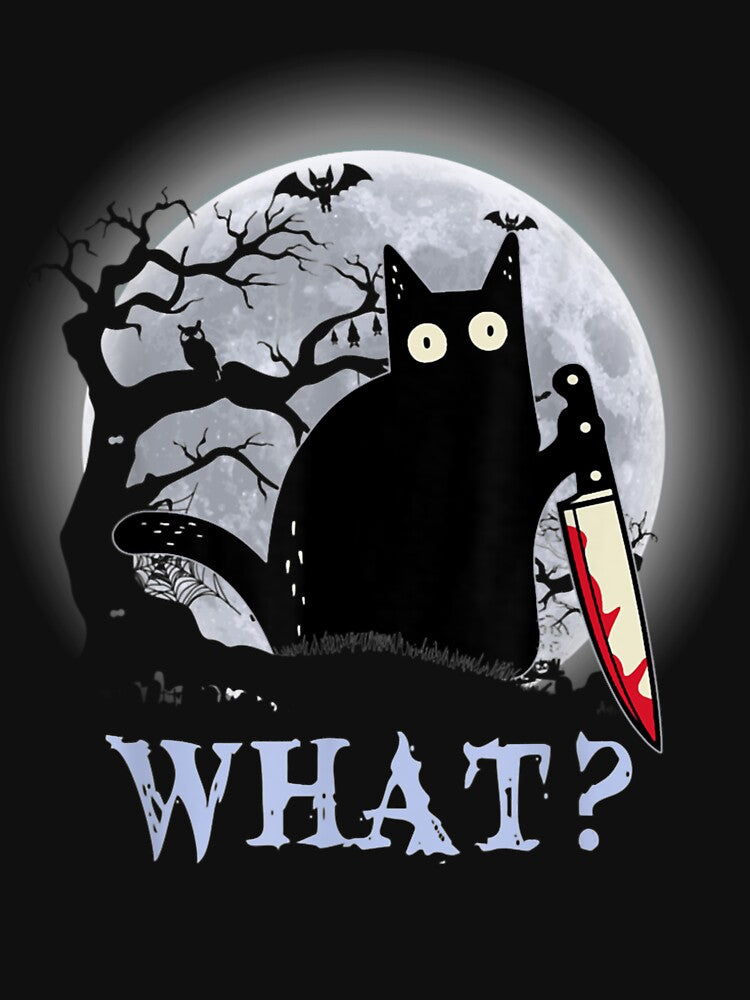 Cat What_ Murderous Black Cat With Knife Halloween by Denisoussel T-Shirts, Hoodie, Sweatshirt | BlankRebels.com (Image 3)