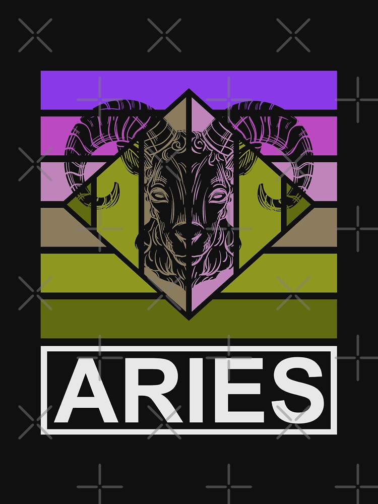 Aries Zodiac Symbol Retro Stripe Style by Trinket-Trickster T-Shirts, Hoodie, Sweatshirt | BlankRebels.com (Image 3)