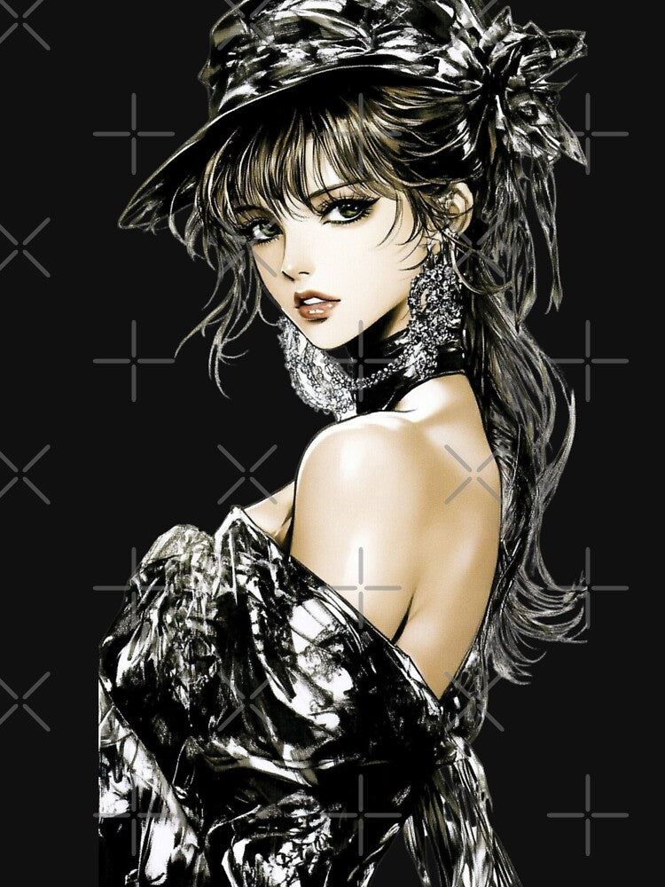 Elegant Manga Woman in Monochrome Style by Cris888 T-Shirts, Hoodie, Sweatshirt | BlankRebels.com (Image 3)