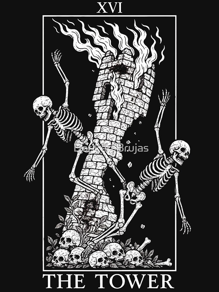The Tower - Major Arcana - Skeleton Tarot Cards by Boriken Brujas T-Shirts, Hoodie, Sweatshirt | BlankRebels.com (Image 3)